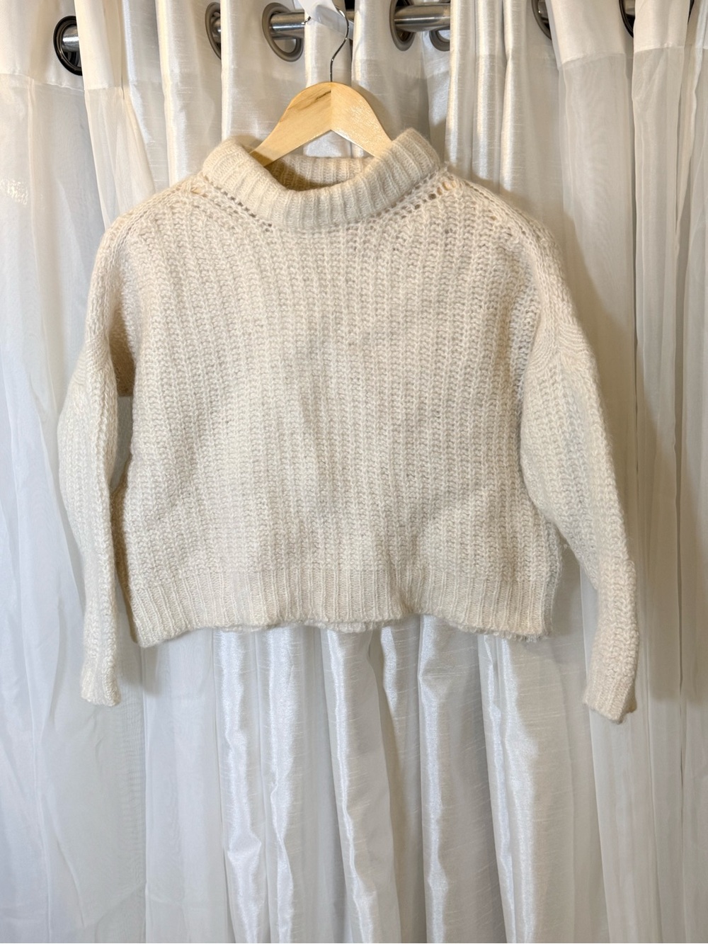 ba&sh Cream Ribbed Turtleneck alpaca Sweater